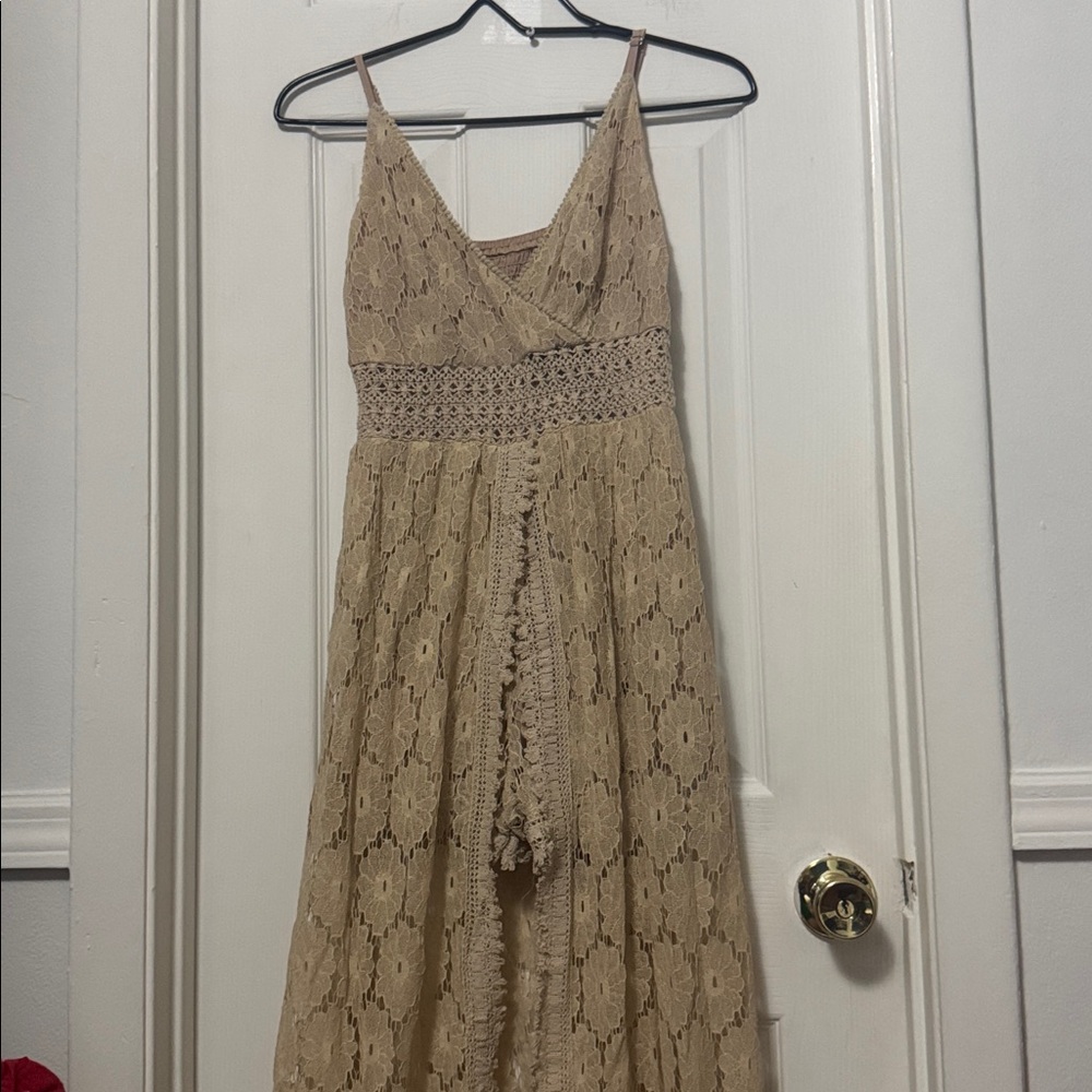 Lace Beige Maxi Dress